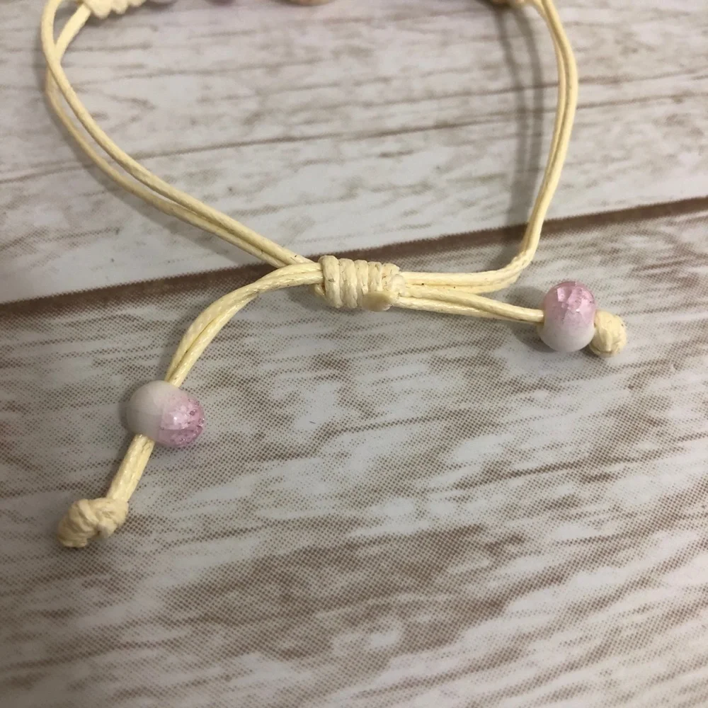 Encapsulated Dried Flower Charm Handmade Adjustable Bracelet